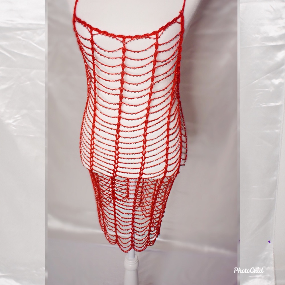 Red Diamond encrusted dress accessory